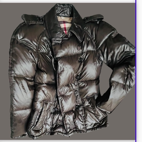 Burberry London Shiny Brown Down PufferJacket Size 2 - Picture 9 of 16